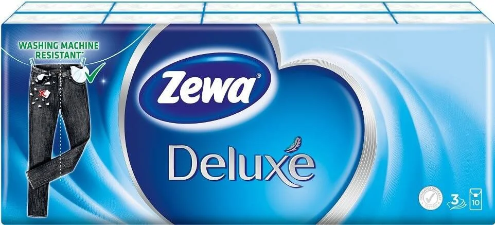 Сухие салфетки Zewa Deluxe (3 слоя), 10x10 шт.