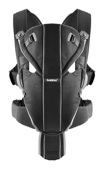 Marsupiu anatomic BabyBjorn Miracle Black-Silver, cu pozitii multiple de purtare