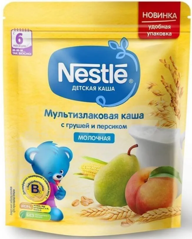 Каша молочная Мультизлаковая Nestle с грушей и персиком (6+ мес.), 220 г foto