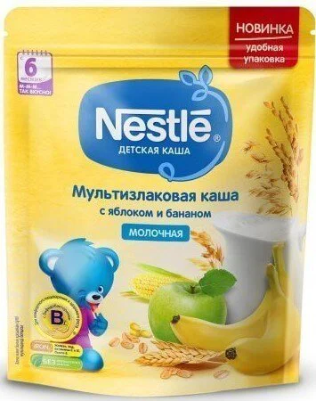 image for Каша молочная Мультизлаковая Nestle с яблоком и бананом (6+ мес.), 220 г foto