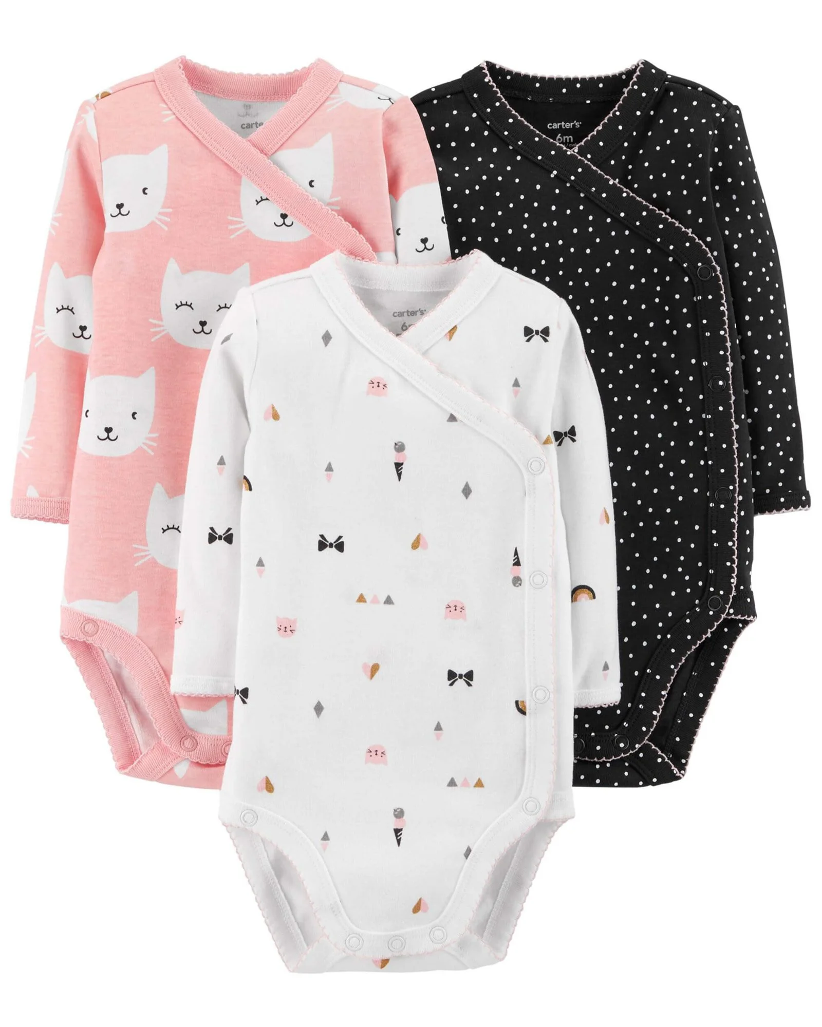 Carter's Set 3 piese Pisicute - body cu capse laterale foto