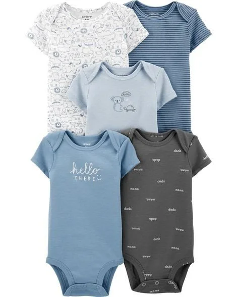 Carter's Set 5 piese - body Uni/animalute/dungi/slogan foto