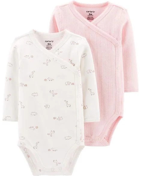 Carter's Set 2 piese Animalute/uni - body cu inchidere laterala foto