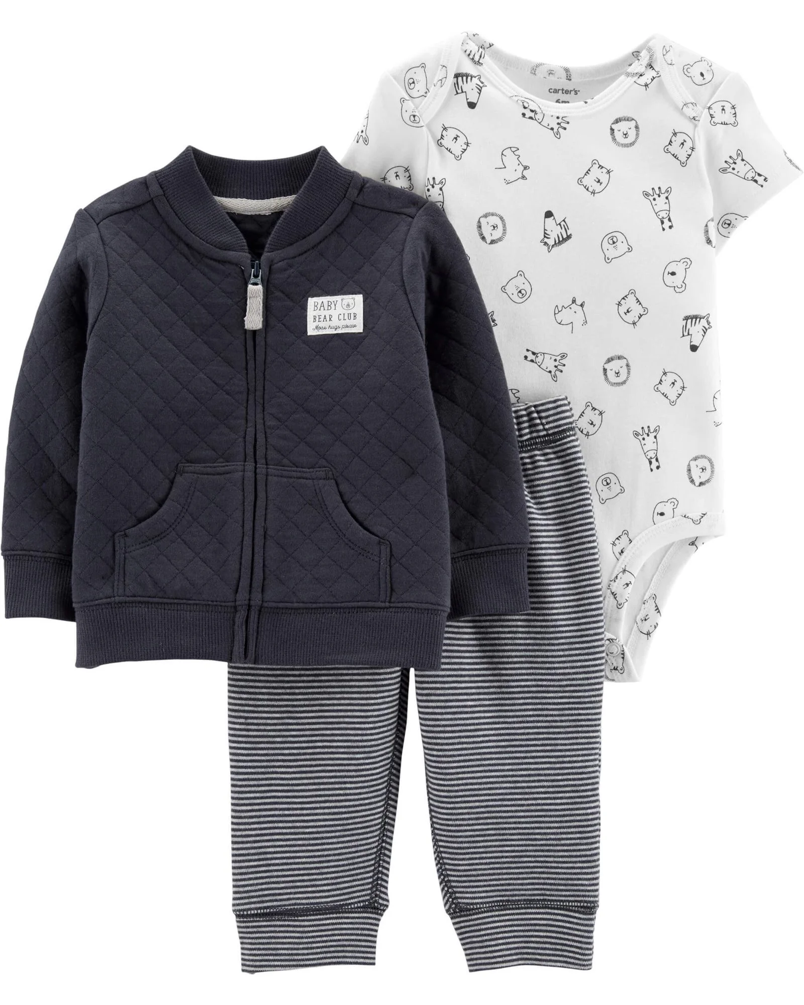 Carter's Set 3 piese Animalute - cardigan, body si pantaloni foto