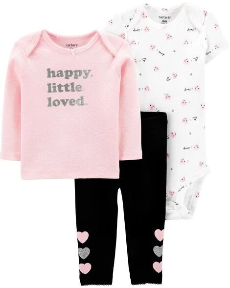 Carter's Set 3 piese Inimioare - body, bluza si pantaloni foto