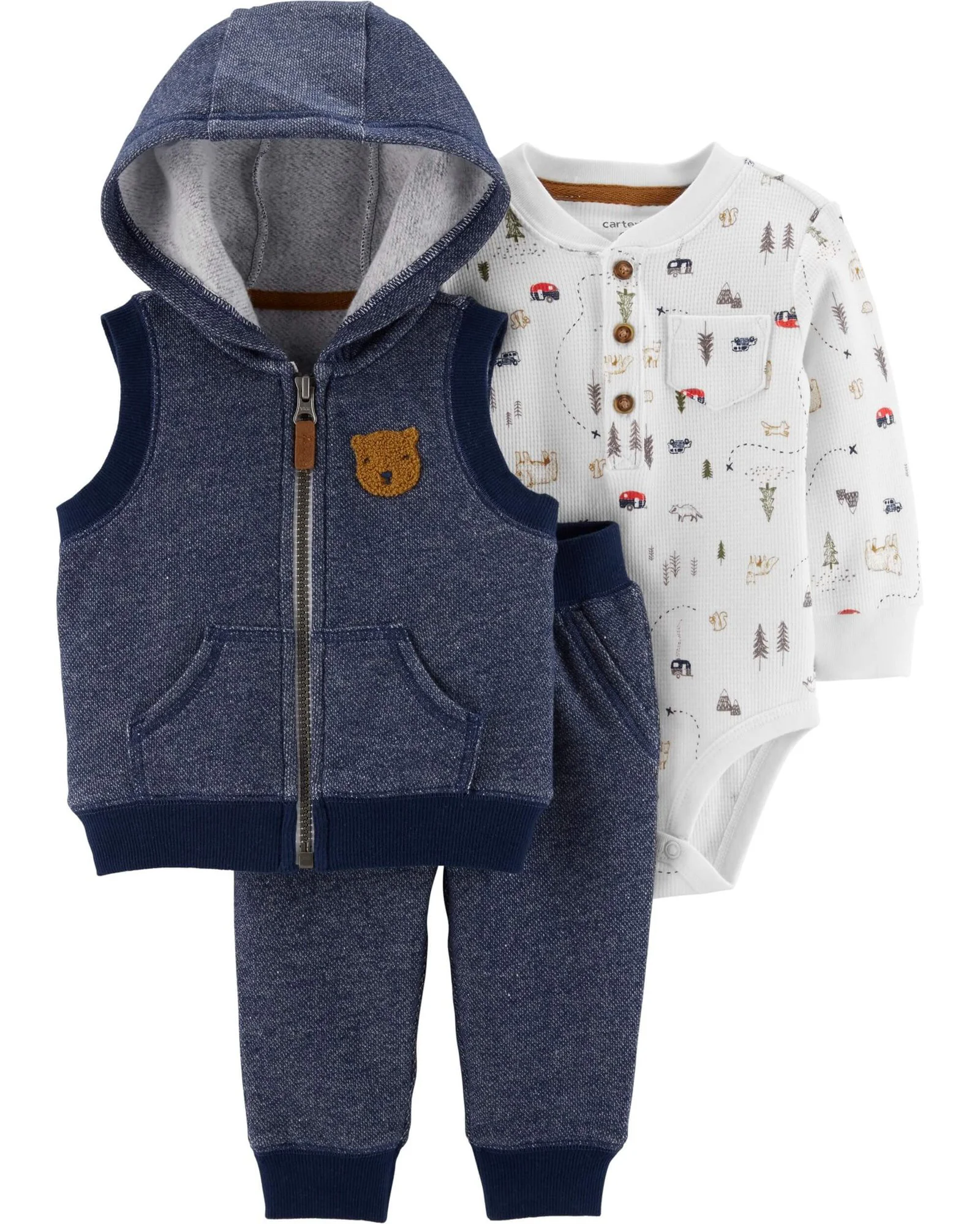 Carter's Set 3 piese Camping - vesta, body si pantaloni foto
