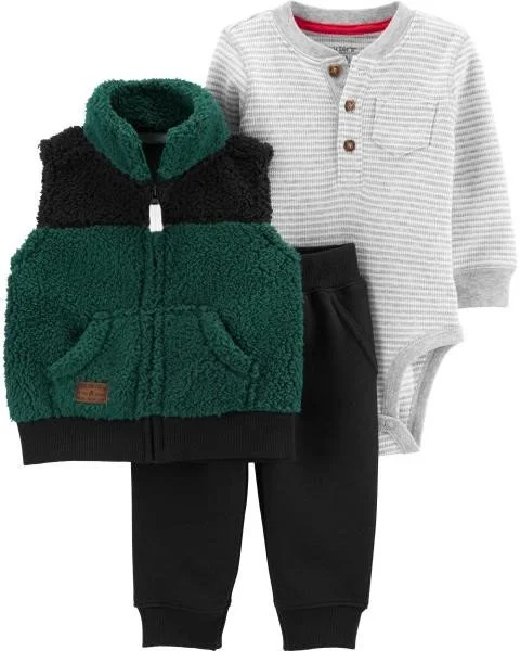 Carter's Set 3 piese - vesta de plus, body si pantaloni foto