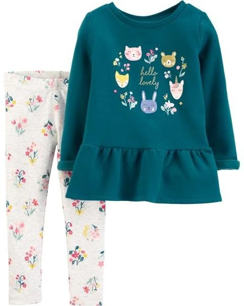 Carter's Set 2 piese Flori - pantaloni si bluza foto