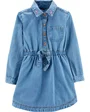 Carter's Rochita denim cu buzunar, broderie si cordon in talie foto