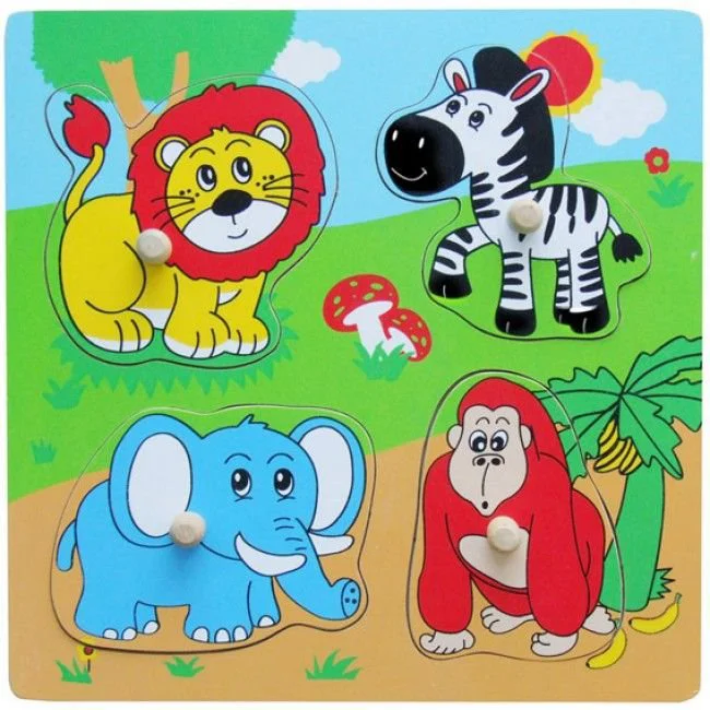 image for Puzzle din lemn Viga Toys Wild Animals foto