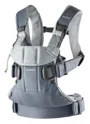 Marsupiu anatomic BabyBjorn One Denim Blue Sprinkles cu pozitii multiple de purtare, bumbac