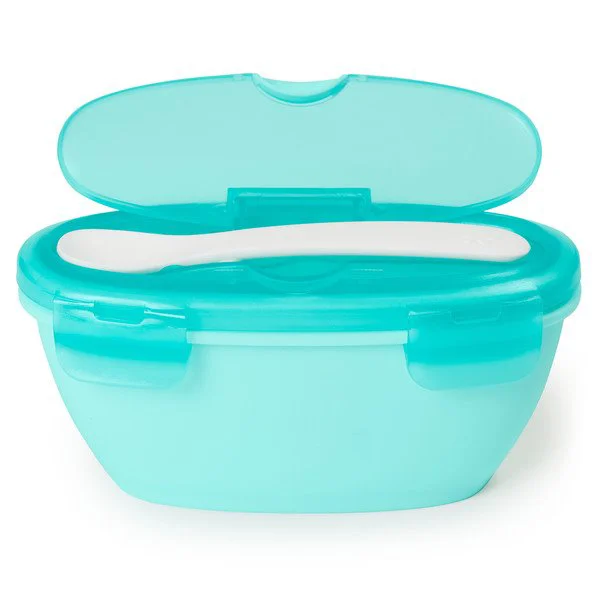Set de calatorie pentru hranire (bol + lingurita) Skip Hop Soft Turcoaz foto