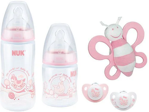 image for Подарочный набор из 5 предметов NUK Baby Rose (2 бутылочки, 2 пустышки и игрушка) foto