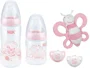 Подарочный набор из 5 предметов NUK Baby Rose (2 бутылочки, 2 пустышки и игрушка) foto