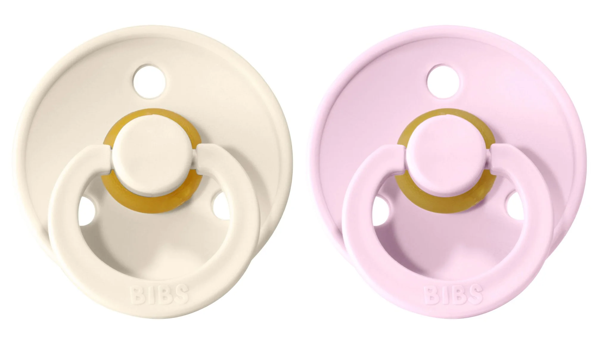 Set 2 suzete rotunde BIBS Ivory/Baby Pink din latex (0-6 luni) foto