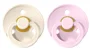 Set 2 suzete rotunde BIBS Ivory/Baby Pink din latex (0-6 luni) foto