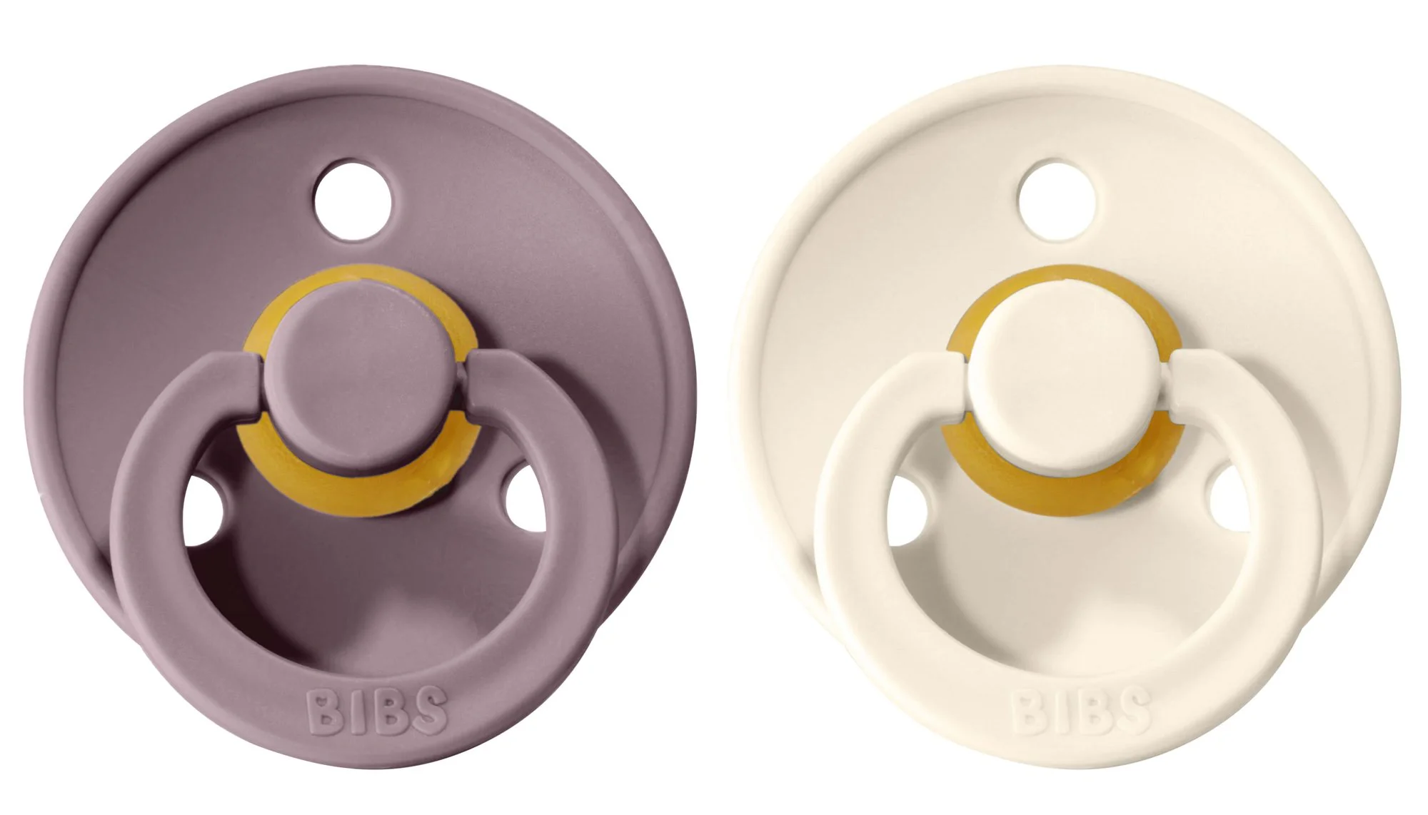 Set 2 suzete rotunde BIBS Ivory/Heather din latex (0-6 luni) foto