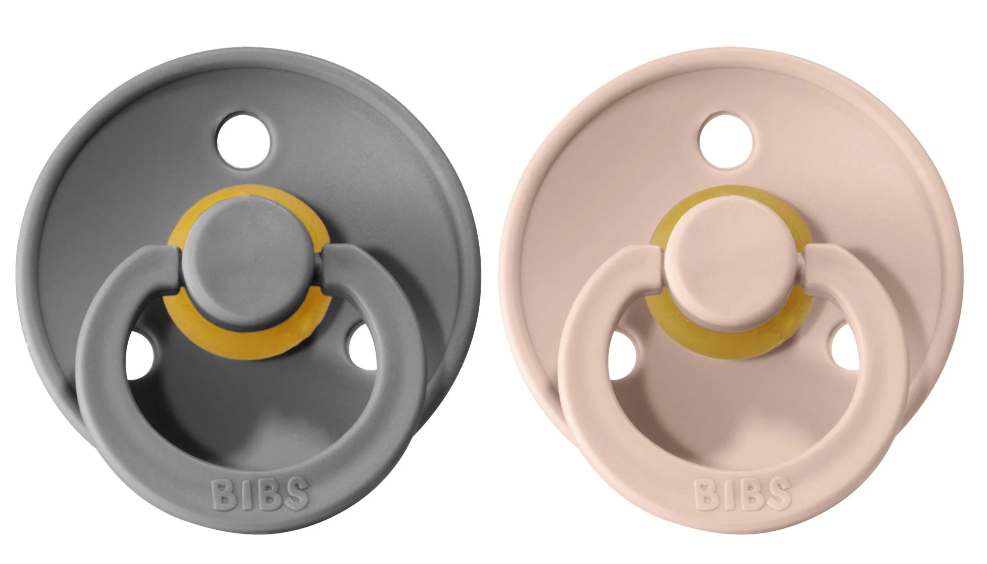 Set 2 suzete rotunde BIBS Smoke/Blush din latex (0-6 luni) foto