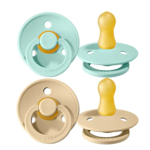 Set 2 suzete rotunde BIBS Mint/Beige din latex (6-18 luni) foto