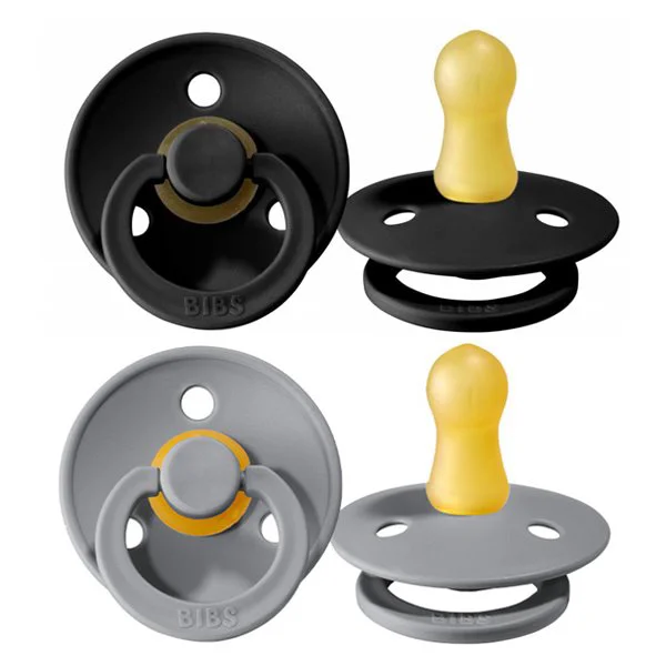 Set 2 suzete rotunde BIBS Black/Cloud din latex (6-18 luni) foto