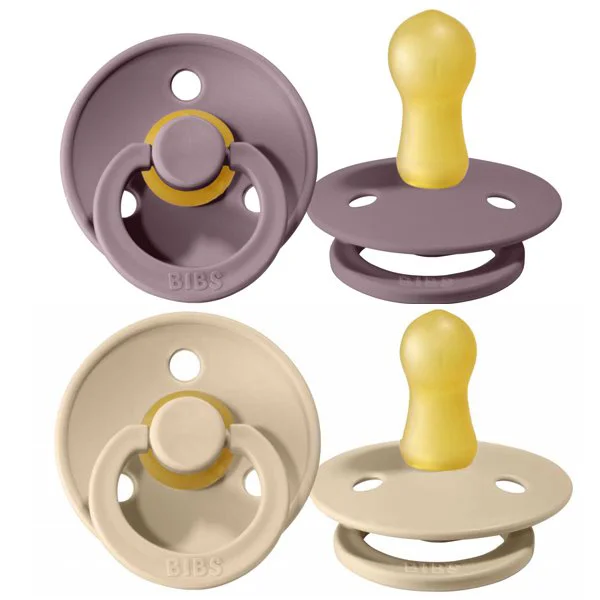 Set 2 suzete rotunde BIBS Heather/Vanilla din latex (6-18 luni) foto