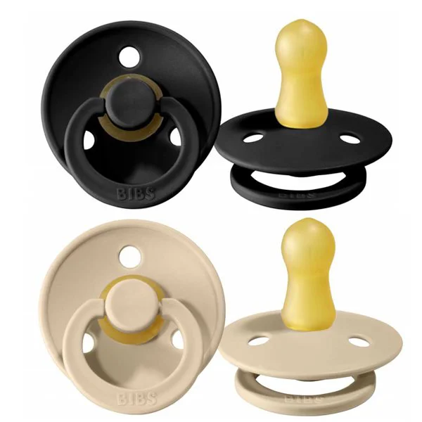 Set 2 suzete rotunde BIBS Black/Vanilla din latex (6-18 luni) foto