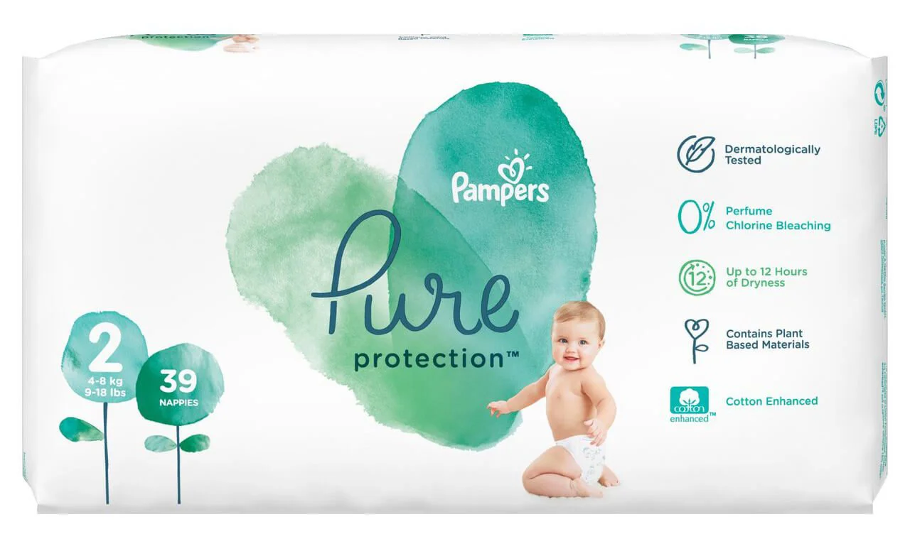 Scutece Pampers Pure Protection 2 (4-8 kg), 39 buc. foto