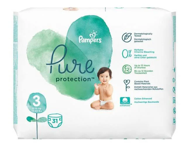 image for Подгузники Pampers Pure Protection 3 (6-10 кг), 31 шт. foto