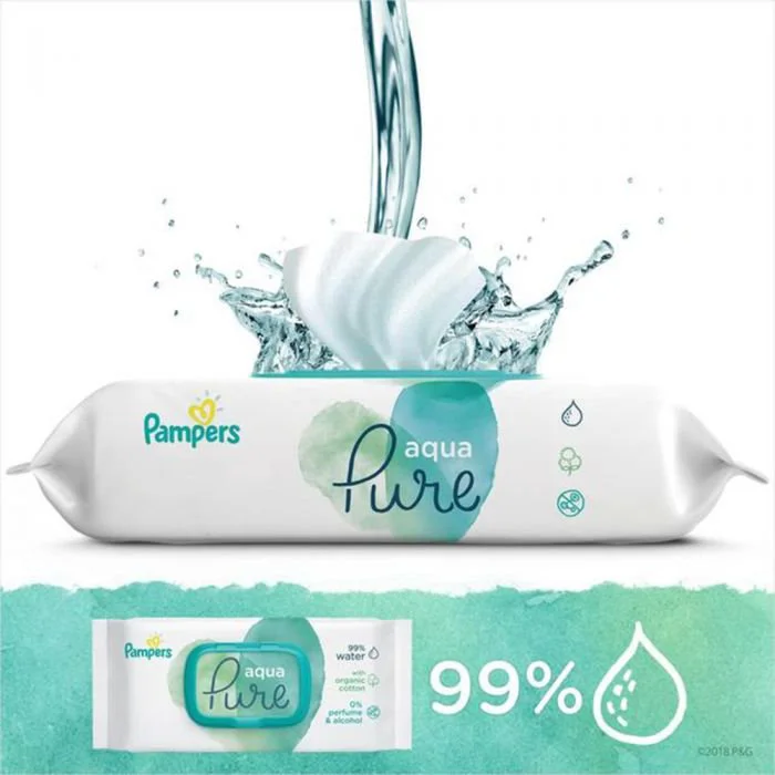 Servetele umede Pampers Aqua Pure, 48 buc.