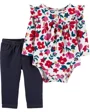 Carter's Set 2 piese Flori - pantaloni si body foto