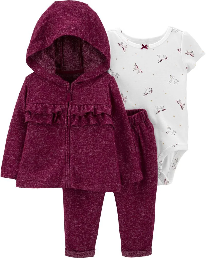 Carter's Set 3 piese Unicorn - cardigan, pantaloni si body foto