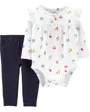 Carter's Set 2 piese - pantaloni si body alb cu flori foto