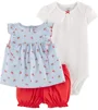 Carter's Set 3 piese Flori - body, bluza si pantaloni scurti foto