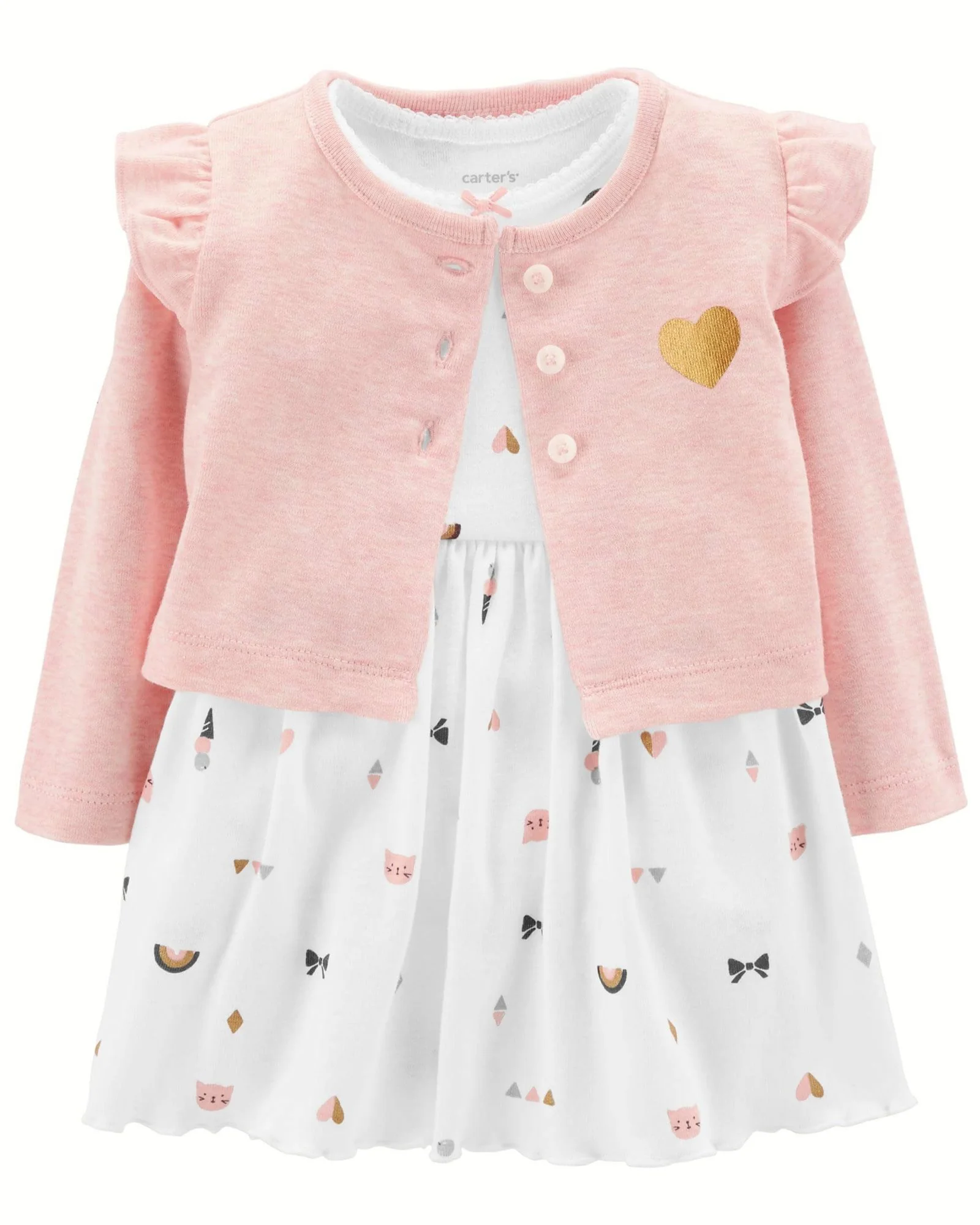 Carter's Set 2 piese Inimioare - cardigan si body tip rochie foto