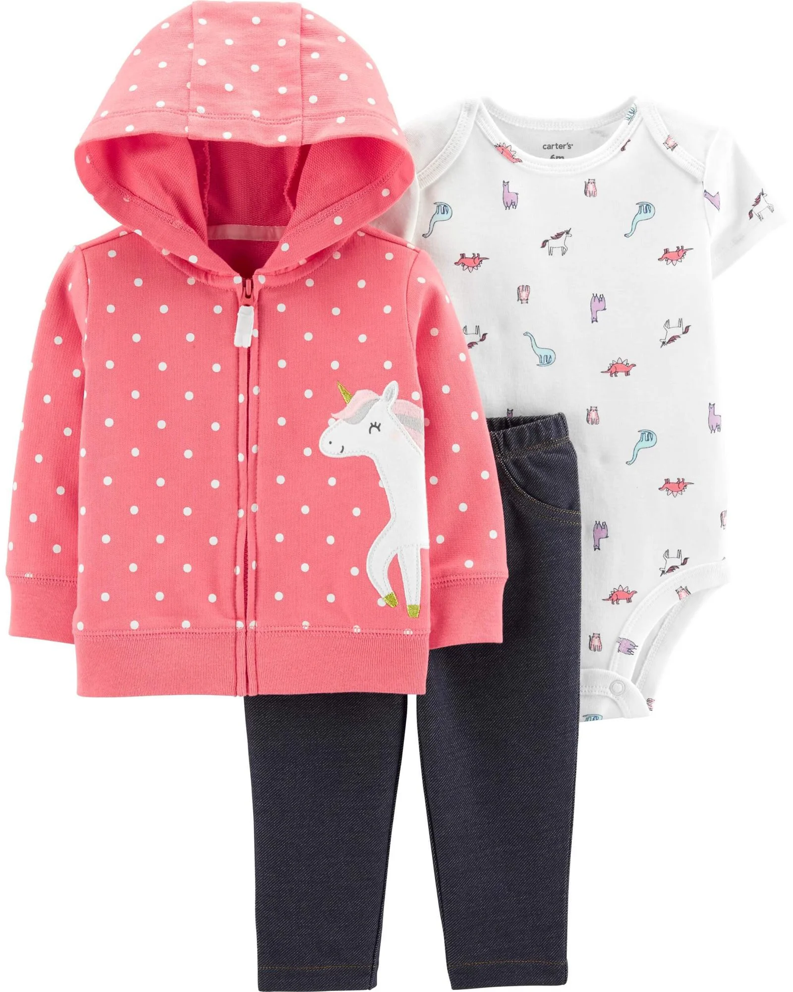 Carter's Set 3 piese Unicorn - hanorac cu gluga, body si pantaloni foto