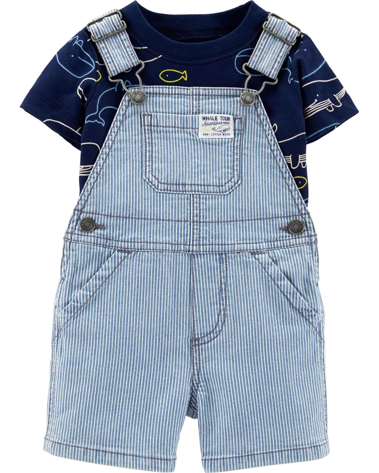 Carter's Set 2 piese Balena - tricou si salopeta scurta foto