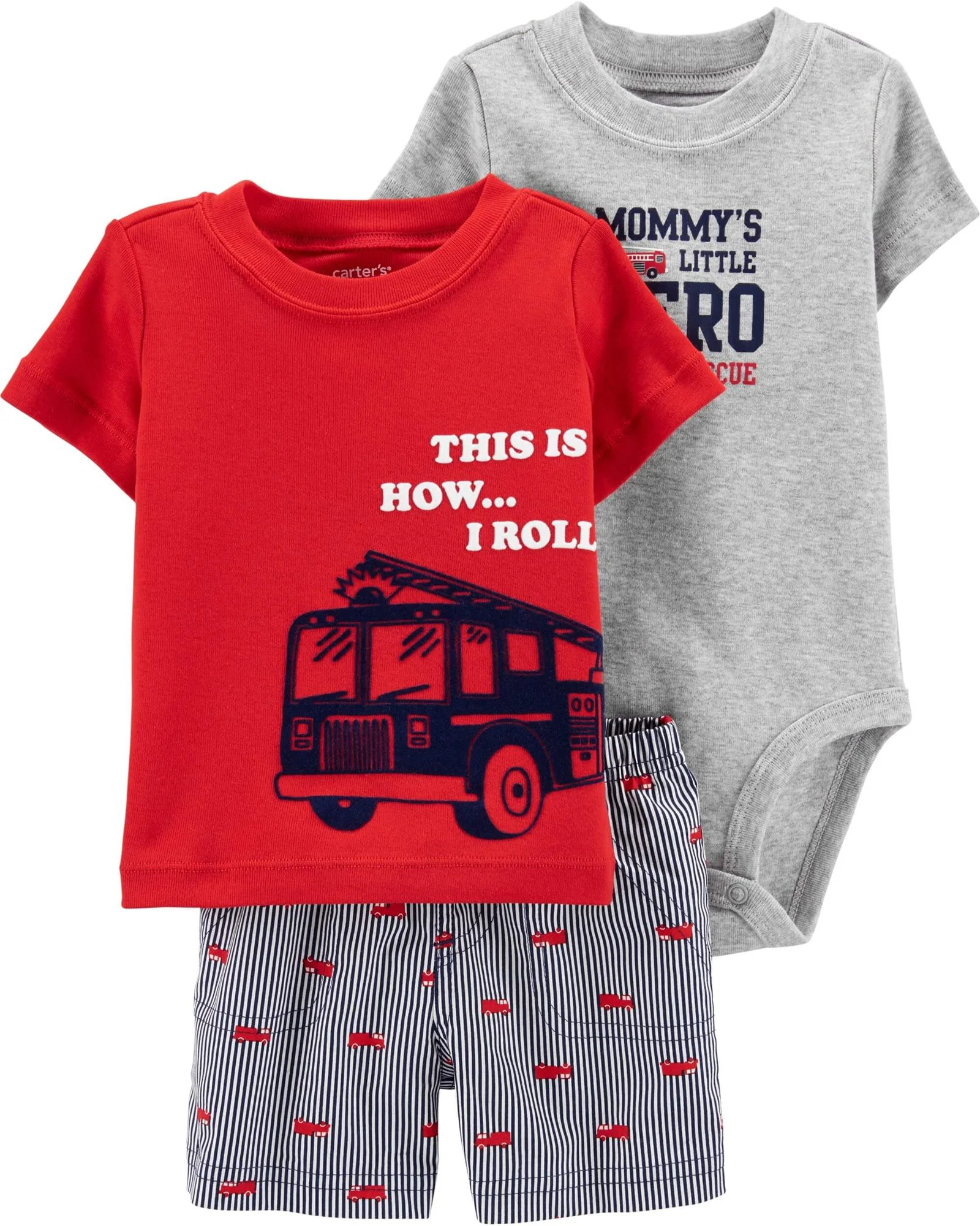 Carter's Set 3 piese Erou - body, tricou tip Polo si pantaloni scurti foto