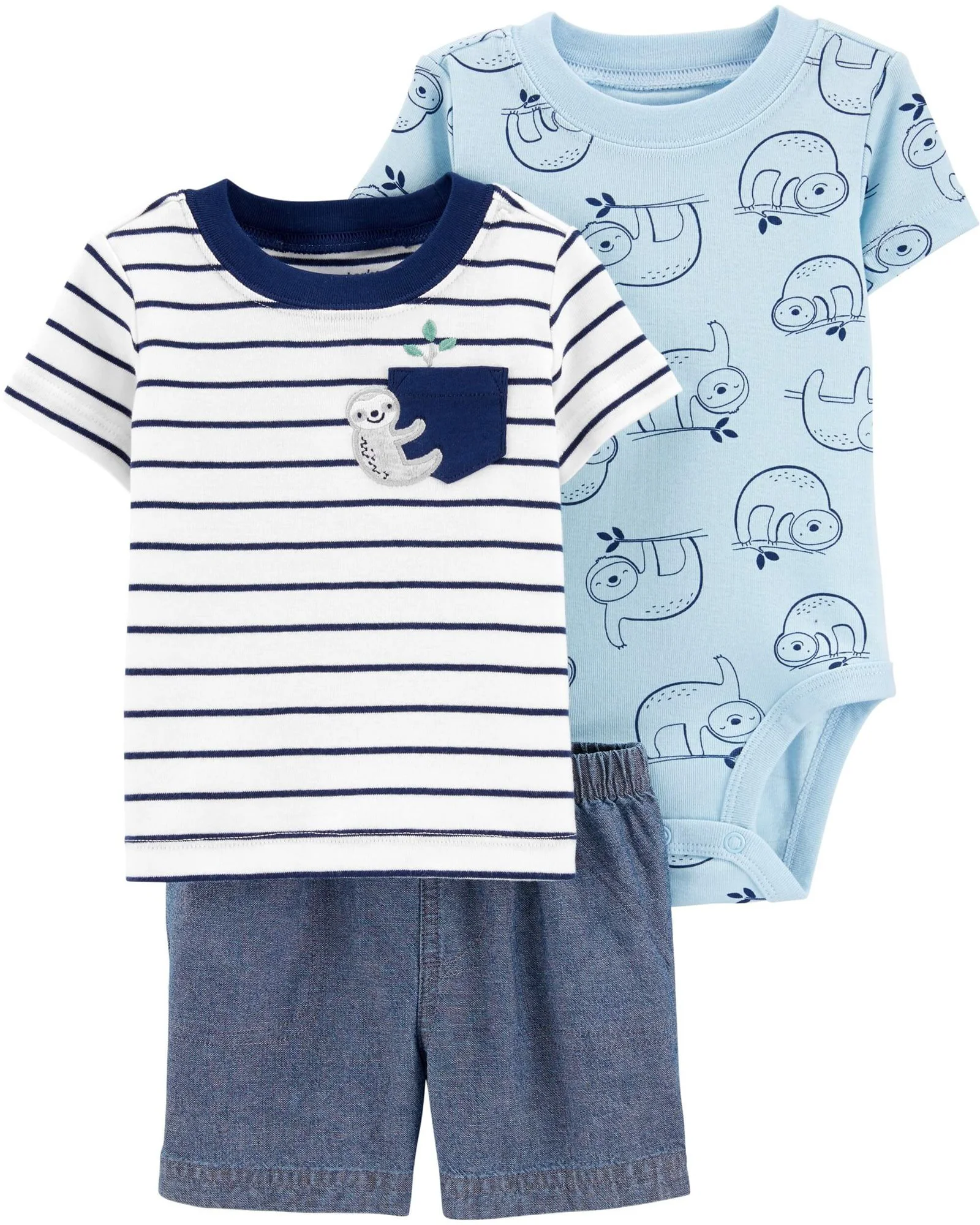 Carter's Set 3 piese Lenes - body, tricou si pantaloni scurti foto