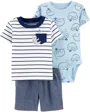 Carter's Set 3 piese Lenes - body, tricou si pantaloni scurti foto