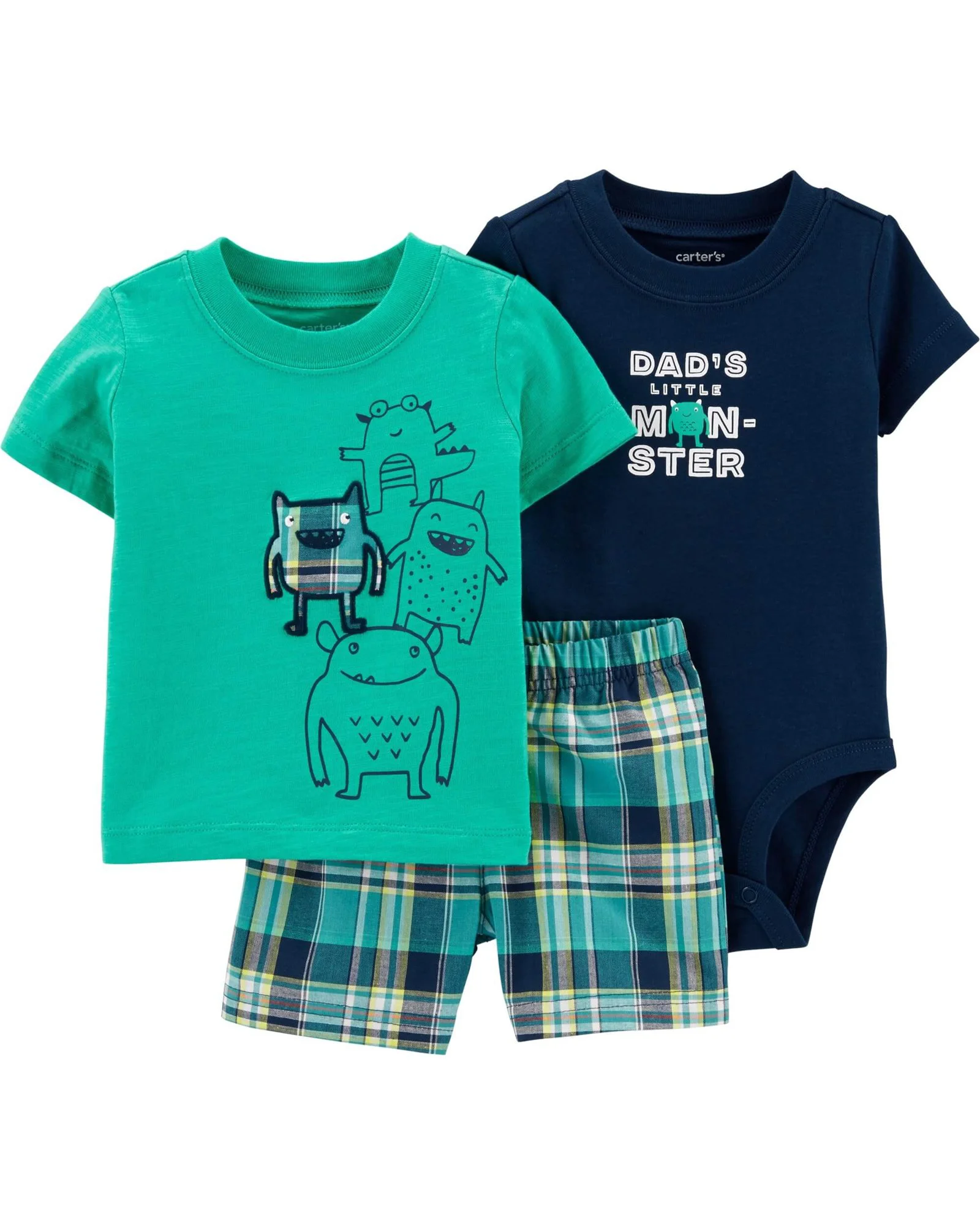 Carter's Set 3 piese Monstrulet - body, tricou si pantaloni scurti foto