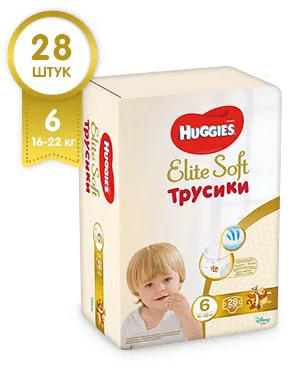 Трусики Huggies Elite Soft Mega 6 (16-22 кг), 28 шт. foto