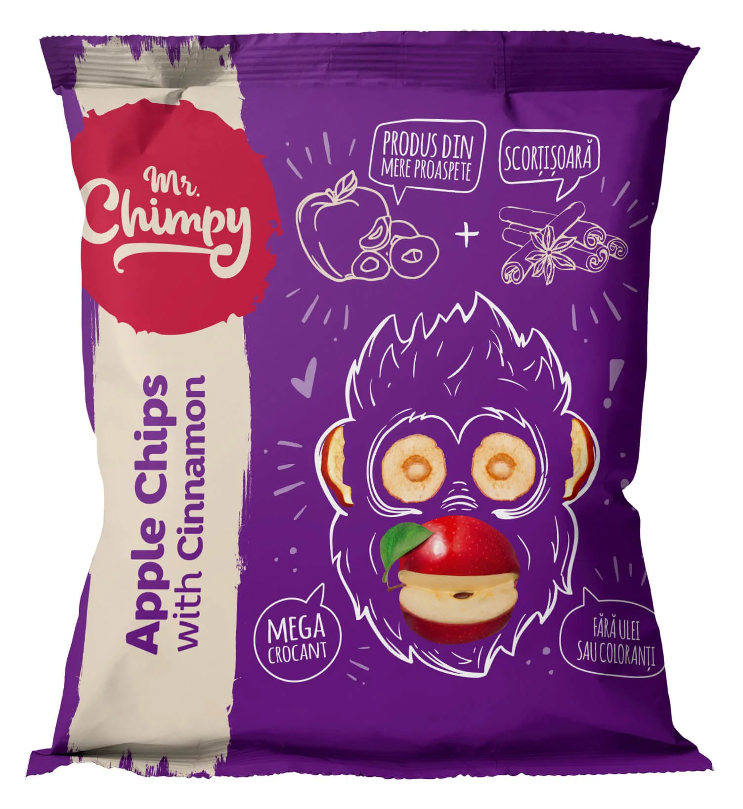 Chips-uri de mere Mr. Chimpy cu scortisoara (2+ ani), 15 g foto