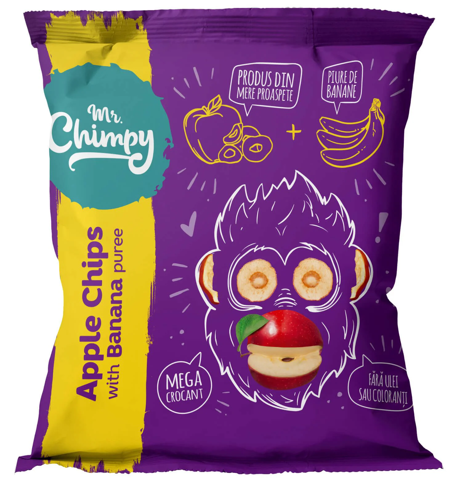Chips-uri de mere Mr. Chimpy cu piure de banana (2+ ani), 15 g foto