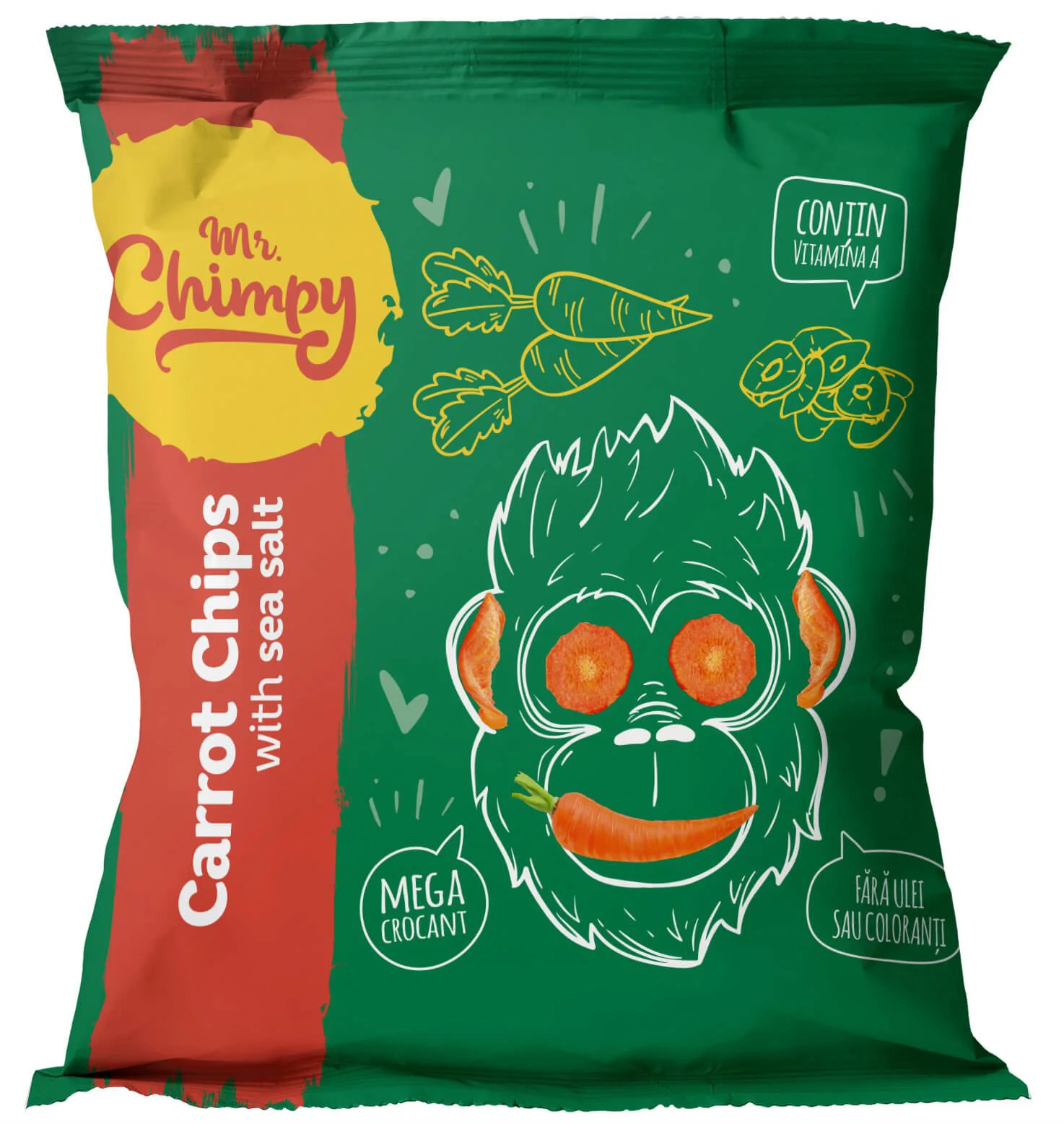 Chips-uri de morcov Mr. Chimpy cu sare de mare (3+ ani), 15 g foto