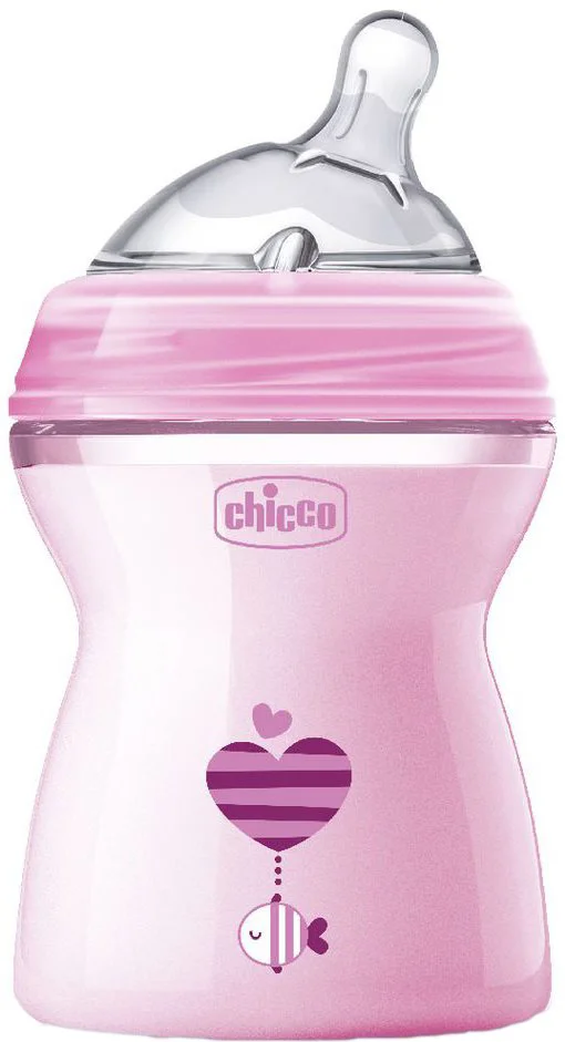 image for Biberon din plastic Chicco Natural Feeling Pink cu tetina din silicon, 250 ml foto