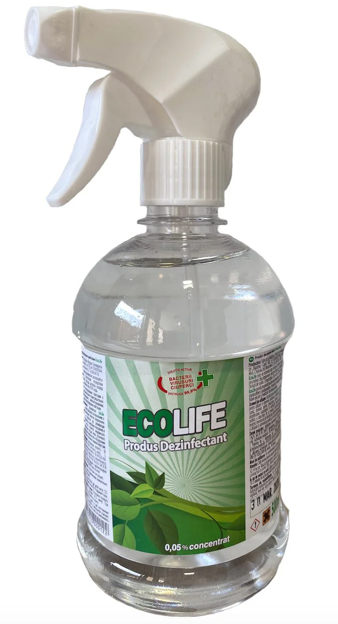 Dezinfectant lichid Ecolife pentru maini si suprafete cu Clor 0.05%, 500 ml foto