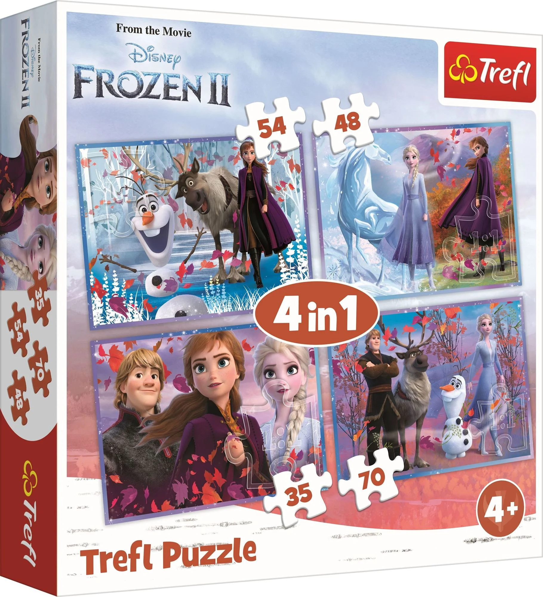 Puzzle Trefl 4 in 1 Disney Frozen 2, Calatorie spre necunoscut (35, 48, 54, 70 piese)