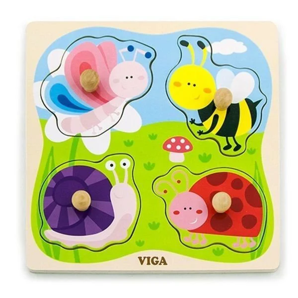 Puzzle din lemn Viga Toys Insects, 4 piese