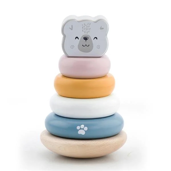 Деревянная пирамидка Viga Toys Белый мишка неваляшка foto