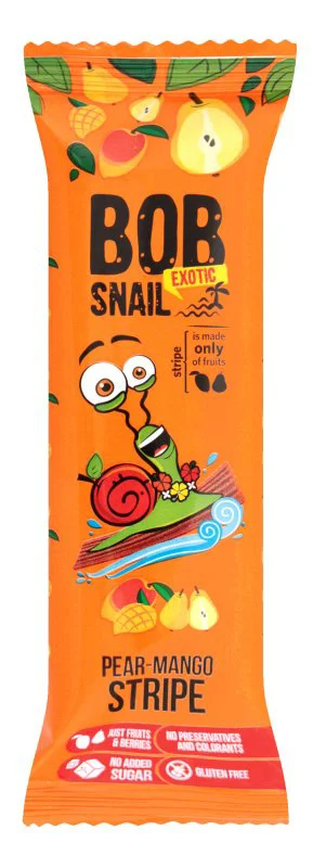 Bomboane naturale Bob Snail de pere si mango, 14 g